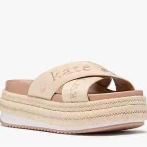 Kate Spade Cream Platform Slide Sandals worn once